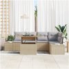 6-delars trädgårdsmatset med kuddar i beige poly rattan och akacia vidaXL 100 x 55 x 73 cm – miniatyr 3