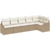 6-delars trädgårdsmatset med kuddar i beige polyrotting vidaXL 288.5 x 123.5 x 85 cm – miniatyr 2