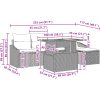 6-delars trädgårdsmöbelset med dynor i grått poly rattan och akacia vidaXL 100 x 55 x 73 cm – miniatyr 11