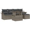 6-delars trädgårdsmöbelset med kuddar Grå Poly Rattan vidaXL 100 x 55 x 73 cm – miniatyr 2