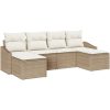 6-delars trädgårdsmöbelset med kuddar i beige poly rattan vidaXL 233 x 117 x 85 cm – miniatyr 2