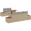 6-delars trädgårdsmöbelset med kuddar i beige vidaXL 100 x 55 x 73 cm – miniatyr 2