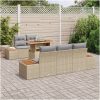 6-delars trädgårdsmöbelset med kuddar i beige vidaXL 100 x 55 x 73 cm – miniatyr 3