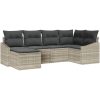 6-delars trädgårdsmöbelset med kuddar i ljusgrå poly-rattan vidaXL 233.5 x 123.5 x 85 cm – miniatyr 2