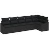 6-delars trädgårdsmöbelset med kuddar i svart poly rattan vidaXL 288.5 x 123.5 x 85 cm – miniatyr 2