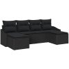 6-delars trädgårdsmöbelset med kuddar i svart polyrotting vidaXL 233 x 117 x 85 cm – miniatyr 2