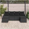 6-delars trädgårdsmöbelset med kuddar i svart polyrotting vidaXL 233 x 117 x 85 cm – miniatyr 3