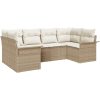 6-delars trädgårdsofa set med kuddar beige poly rattan vidaXL 234 x 132.5 x 85 cm – miniatyr 2