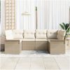 6-delars trädgårdsofa set med kuddar beige poly rattan vidaXL 234 x 132.5 x 85 cm – miniatyr 3