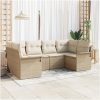 6-delars trädgårdsofa set med kuddar beige poly rattan vidaXL 234 x 132.5 x 85 cm – miniatyr 1