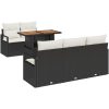 6-delars Trädgårdsofa Set med kuddar Svart konstrotting Akacia vidaXL Stor – miniatyr 2
