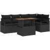 6 Delars Trädgårdsofa Set med Kuddar Svart Poly Rattan vidaXL Stor – miniatyr 2