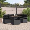 6 Delars Trädgårdsofa Set med Kuddar Svart Poly Rattan vidaXL Stor – miniatyr 1