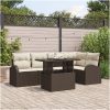 6-delars Trädgårdsofaset med Kuddar Brun Poly Rattan vidaXL 3 - Sits, 124 x 62 x 69 cm, medium – miniatyr 1
