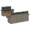 6-delars trädgårdsoffセット med kuddar grå poly rattan akacia vidaXL Standard – miniatyr 2
