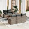 6-delars trädgårdsoffセット med kuddar grå poly rattan akacia vidaXL Standard – miniatyr 1