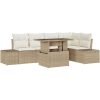 6-delars trädgårdsoff set i beige polyrotting med kuddar vidaXL 100 x 55 x 73 cm – miniatyr 2