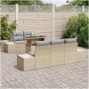 6-delars trädgårdsoff set med kuddar Beige Poly Rattan vidaXL 100 x 55 x 73 cm – miniatyr 3