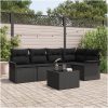 6 Delars Trädgårdsoff Set med Kuddar - Beige Poly Rattan vidaXL 242.5 x 132.5 x 85 cm – miniatyr 1
