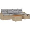 6 Delars Trädgårdsoff-set med Kuddar Beige Poly Rattan vidaXL 55 x 55 x 37 cm – miniatyr 2
