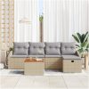 6 Delars Trädgårdsoff-set med Kuddar Beige Poly Rattan vidaXL 55 x 55 x 37 cm – miniatyr 3