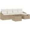 6-delars trädgårdsoff-set med kuddar, beige poly rattan vidaXL 55 x 55 x 37 cm – miniatyr 2