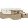 6-delars Trädgårdsoff-set med Kuddar Beige Poly Rattan vidaXL 55 x 55 x 37 cm – miniatyr 2