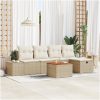 6-delars Trädgårdsoff set med kuddar Beige Poly Rottin vidaXL 55 x 55 x 37 cm – miniatyr 1