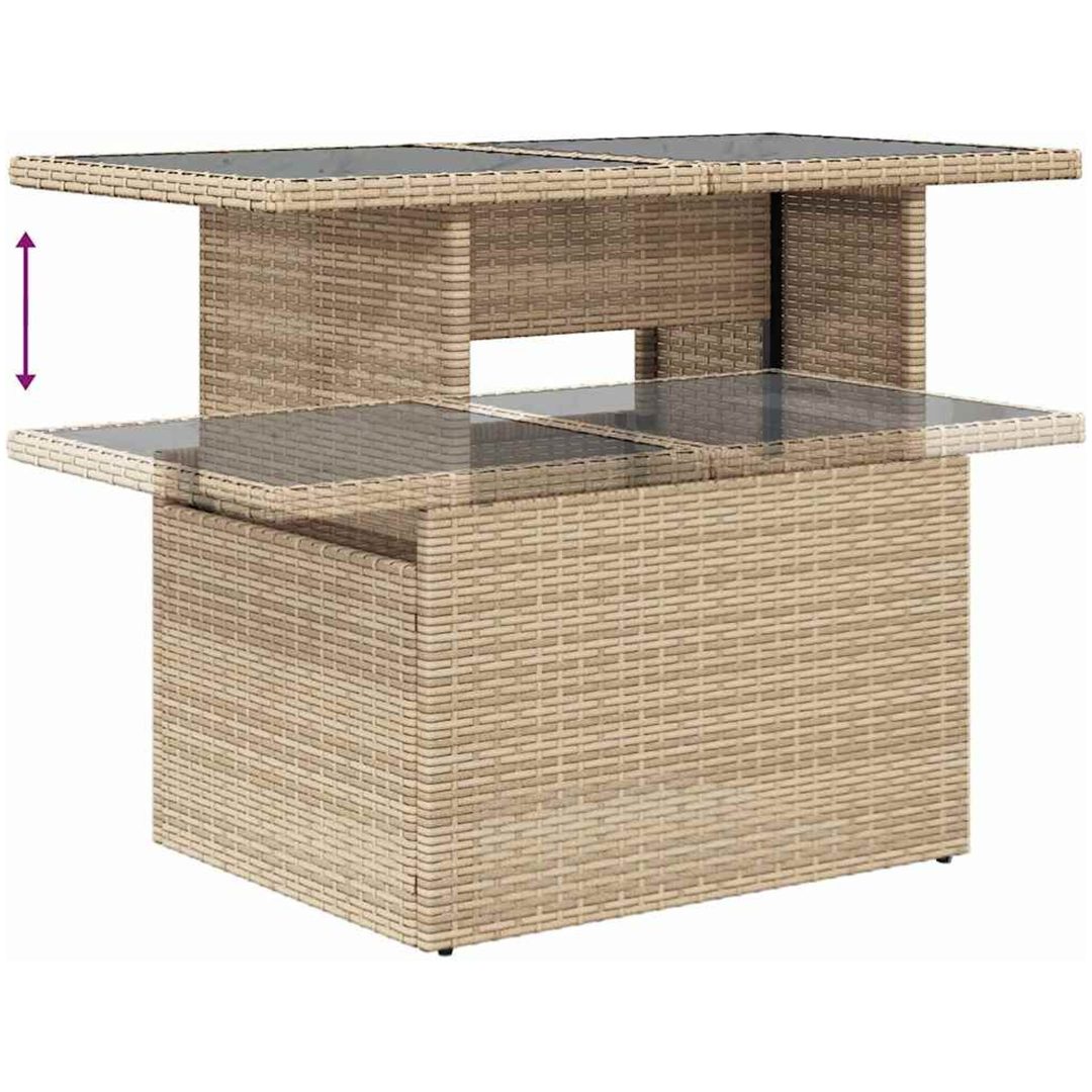 6-delars trädgårdsoff-set med kuddar beige poly rotting vidaXL Medium – bild 11