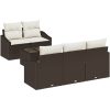 6-delars Trädgårdsoff-set med Kuddar Brun Poly Rottning vidaXL 55 x 55 x 37 cm – miniatyr 2