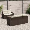 6-delars Trädgårdsoff-set med Kuddar Brun Poly Rottning vidaXL 55 x 55 x 37 cm – miniatyr 3