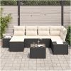 6-delars trädgårdsoff-set med kuddar Brunt Poly Rattan vidaXL 264 x 154 x 85 cm – miniatyr 3