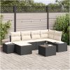 6-delars trädgårdsoff-set med kuddar Brunt Poly Rattan vidaXL 264 x 154 x 85 cm – miniatyr 1