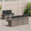 6 Delars Trädgårdsoff Set med Kuddar Grå Poly Rattan vidaXL 55 x 55 x 37 cm – miniatyr 3