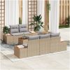 6-delars trädgårdsoff-set med kuddar i beige poly rattan och akacia vidaXL 55 x 55 x 37 cm – miniatyr 1