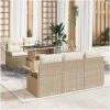 6-delars trädgårdsoff set med kuddar i beige poly-rattan vidaXL 100 x 55 x 73 cm – miniatyr 1
