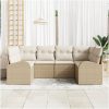 6 Delars Trädgårdsoff Set Med Kuddar i Beige, Poly Rattan vidaXL Stor – miniatyr 3