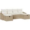 6-delars trädgårdsoff set med kuddar i beige polyrotting vidaXL 233 x 117 x 85 cm – miniatyr 2