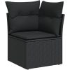 6-delars trädgårdsoff-set med kuddar i beige polyrotting vidaXL Stor – miniatyr 7