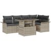 6-delars trädgårdsoff-set med kuddar i ljusgrå poly rattan vidaXL 100 x 55 x 73 cm – miniatyr 2