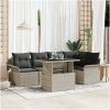 6-delars trädgårdsoff-set med kuddar i ljusgrå poly rattan vidaXL 100 x 55 x 73 cm – miniatyr 1