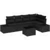 6-delars trädgårdsoff set med kuddar i svart polyrotting vidaXL 55 x 55 x 37 cm – miniatyr 2