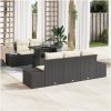 6 Delars Trädgårdsoff set med Kuddar Svart Poly Rattan vidaXL 100 x 55 x 73 cm – miniatyr 1
