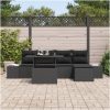 6 Delars Trädgårdsoff Set Med Kuddar, Svart Poly Rattan vidaXL 100 x 55 x 73 cm – miniatyr 3