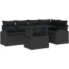6-delars trädgårdsoff-set med kuddar, svart poly-rattan vidaXL 100 x 55 x 73 cm – miniatyr 2