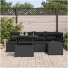 6-delars trädgårdsoff-set med kuddar, svart poly-rattan vidaXL 100 x 55 x 73 cm – miniatyr 3