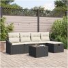 6-delars trädgårdsoff-set med kuddar, svart poly rattan. vidaXL 55 x 55 x 37 cm – miniatyr 1