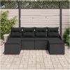 6-delars trädgårdsoff-set med kuddar svart poly rattan vidaXL Stor – miniatyr 3