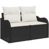 6 Delars Trädgårdsoff-set med Kuddar Svart Poly Rottning vidaXL Stor – miniatyr 4