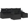 6-delars trädgårdsoff-set med kuddar svart polyrotting vidaXL 100 x 55 x 73 cm – miniatyr 2
